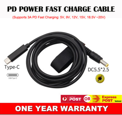 USB Type-C to DC Adapter Cable PD Power