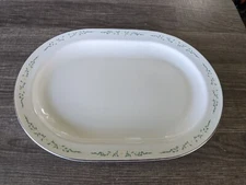 CORNING CENTURA SPRINGHILL GREEN FLORAL OVAL PLATTER 9" x 12.5" FREE USA SHIP