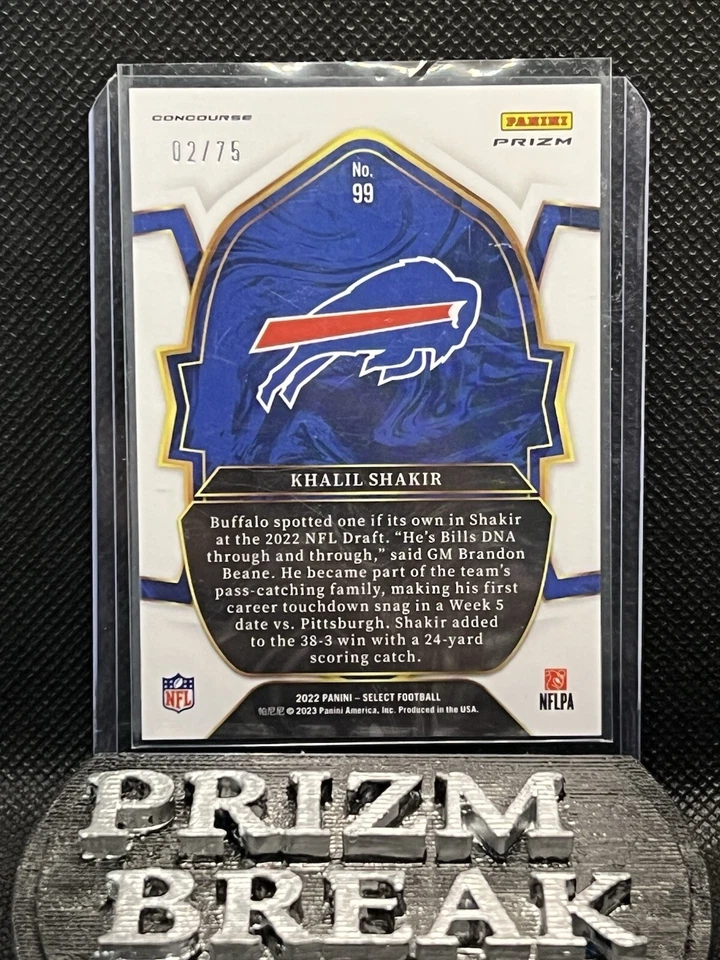 2021 Panini Select Khalil Shakir RC Rookie Concourse Purple Prizm /75 Bills #99 - Image 2 of 2