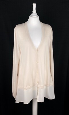 Luisa Cerano Women's Cardigan Elegant Virgin Wool Button-Up with Sheer Hemline