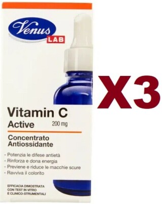 3PCS VENUS VITAMIN C ACTIVE 200mg Anti-Aging Face Antioxidant Concentrate 30ml