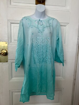 SEQUINS BEADS TUNIC TOP TOPS Micro Mini Dress Shaded Blue BELLA SOL size XL