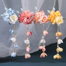 Chinese Hanfu Hair Accessories Flower Hairpin Beads Floral Tassel Hair