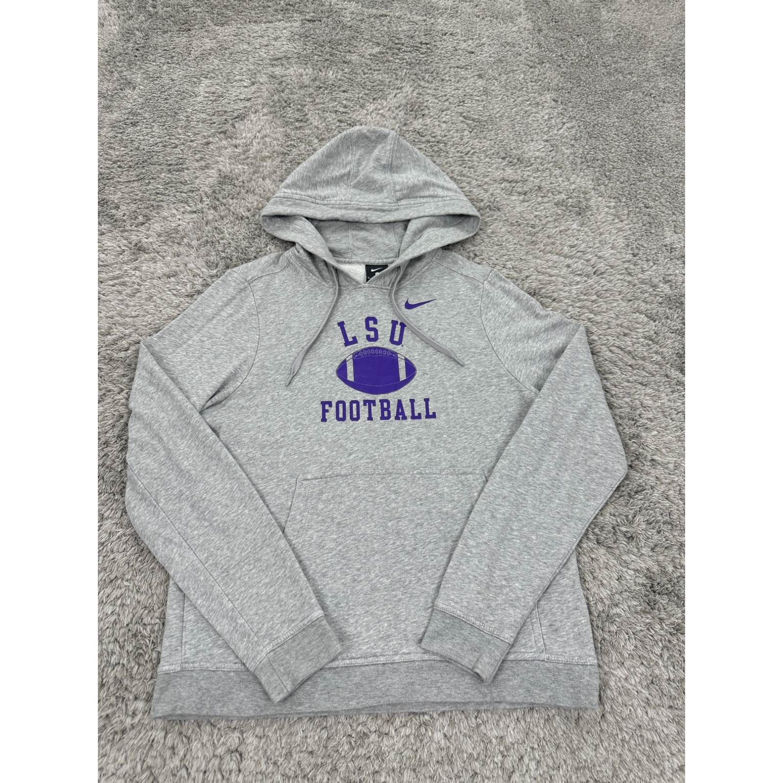 LSU Tigers Hoodie Womans Medium Gray Nike Swoosh College Football Sweatshirt SEC