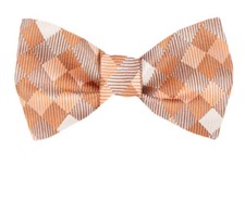 Men's Big  Tall Orange Ecru Unique Pattern XL Self Tie Bowtie Weddings