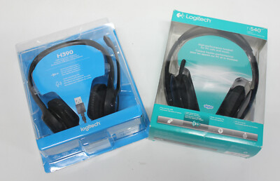 Lot of 2 Logitech H390 H540 USB Computer Headset Headband  Noise Canceling Mic