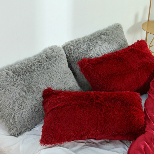 Soft Plush Faux Fur Throw Pillow Cases Fluffy Velvet Shaggy Pillow Cover Bed Pad - Picture 6 of 27