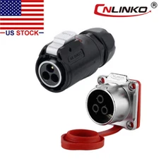CNLINKO 3 Pin Power Connector Male Plug & Female Socket Waterproof Heavy Duty