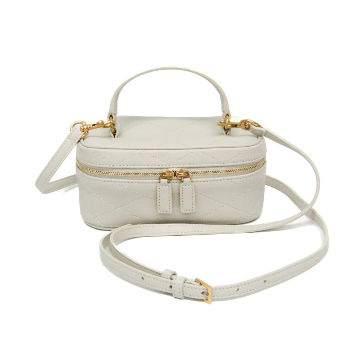 ボストンバッグ SAINT LAURENT White Fabric Gloria Travel Bag SAINT LAURENT Nylon Gloria Quilted Travel Bag Milky White