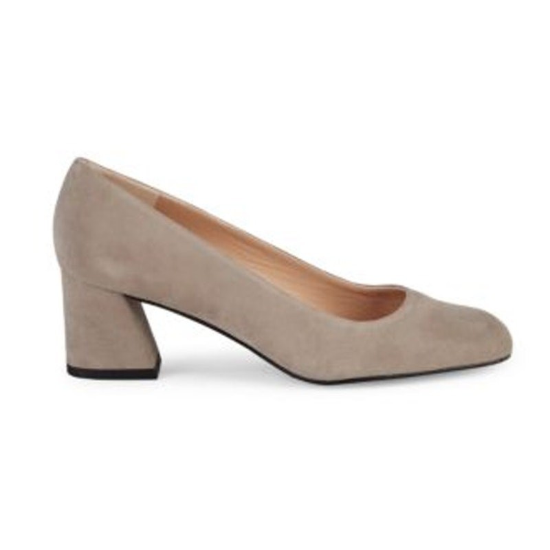 Stuart Weitzman | NEW | 7.5 | Marymid Taupe Suede Block-Heel Pumps