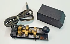 Vintage WWII - J.H. Bunnell Telegraph Key and Plug Assembly Number 9
