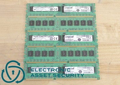 (Lot of 5) Micron 8GB 2Rx4 PC3-12800R-11-13-B1