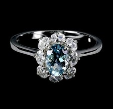 Lovely Aquamarine, Sterling Silver Ring, Size 8, Mint Condition Must See Gift 