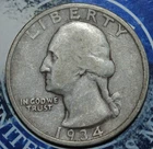 1934 D Washington Silver Quarter  Exact Coin Shown {{{B369