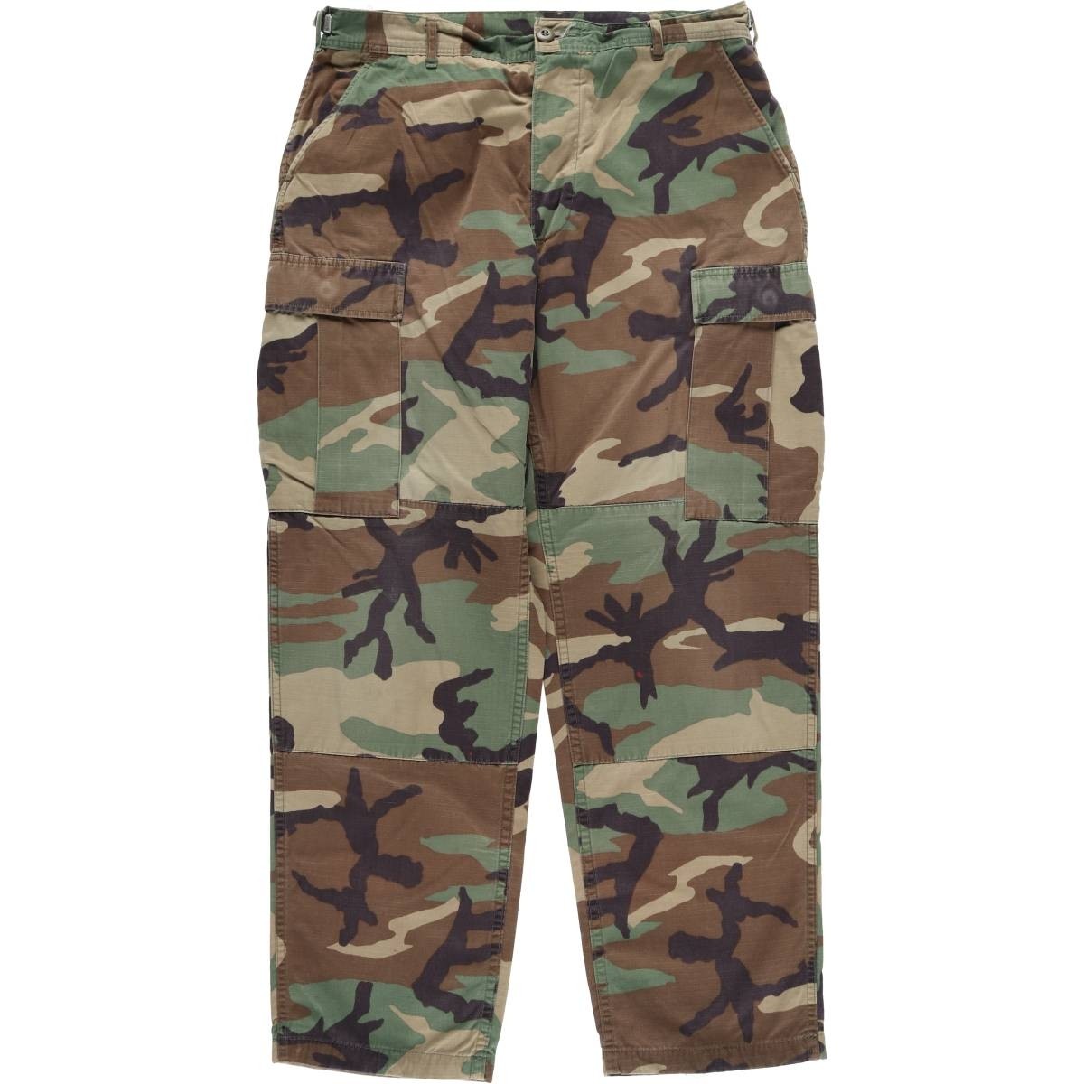 1990s US Military Vintage Woodland Camo Ripstop Cargo Pants