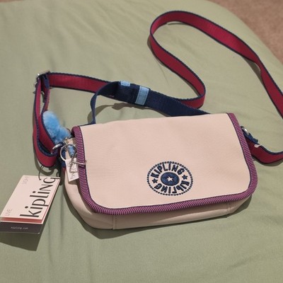 Kipling Women s Small Pink Zip Crossbody Bag Adjustable Strap Monkey Charm