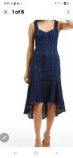 Tractr Denim Dress Women’s Blue Fit Flare Jean Tank Western Rodeo M 2026