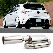 For Toyota Corolla Hatch 29" Chrome 2.5" In 4.0" Tip Twin Loop Exhaust Muffler