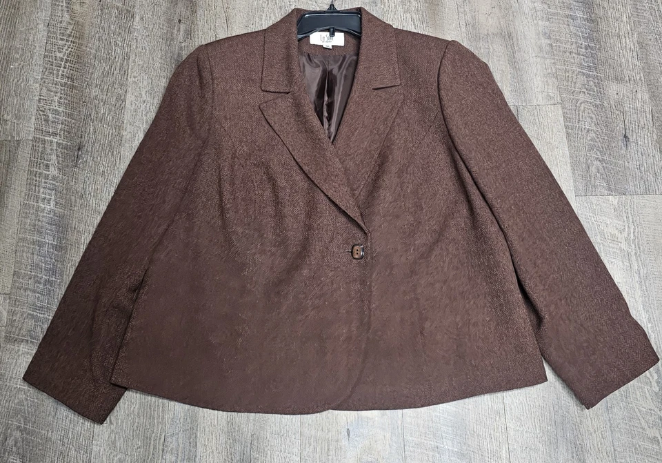 Chaqueta Blazer Le Suit Marrón Botón Único Mujer’s Talla 18W Foto 4 de 4