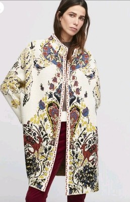 Anthropologie Aldomartins Metz Cardigan Sweater EUC Sz M RARE! Winter Scene