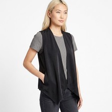 Coldwater Creek Silk Black Draped Lightweight Jacket Women Velvet Size S