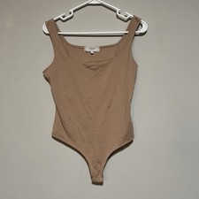 No Comment Womens Size Large Tan Seamless Tank Sleeveless Bodysuit