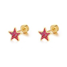 18g Titanium Star Earrings for Women Stainless Steel Cute Tiny Sequins Stud Cart