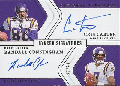 Cris Carter / Randall Cunningham 2024 National Treasures Autograph
