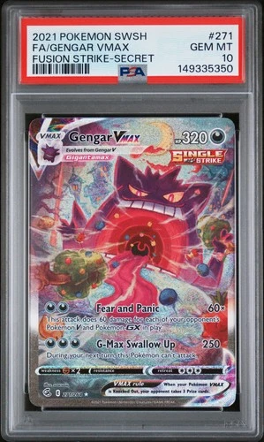2021 POKEMON SWORD & SHIELD FUSION STRIKE SECRET FULL ART/GENGAR VMAX PSA 10