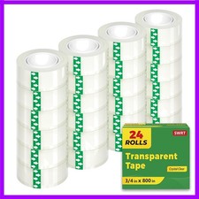 Tape, 24 Rolls Clear Tape Refills for Dispenser, Transparent Tape, 3/4 in x 8...