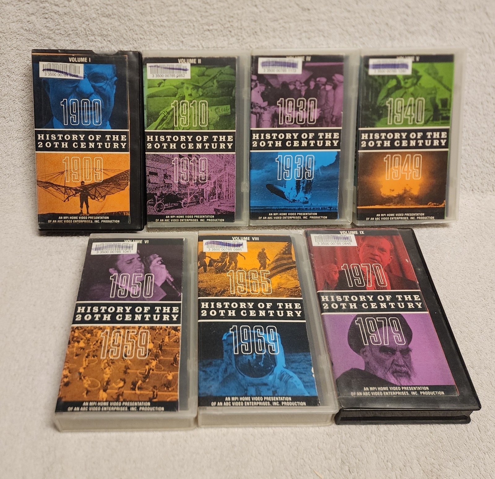 History of the 20th Century 1 2 4 5 6 8 9 VHS Video Tape Lot of 7 ABC MPI ex lib