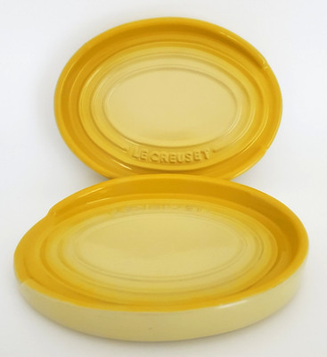 (2) LE CREUSET OVAL SPOON REST NECTAR YELLOW 6 3/8 L