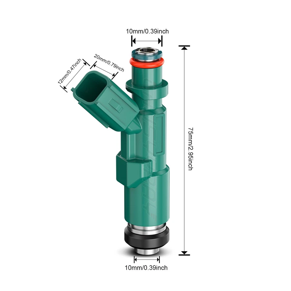 Inyector de combustible 4x Upgrade 12 orificios 23250-21020 para Scion XA XB 2004-2006 1,5 L L L4 Foto 2 de 4