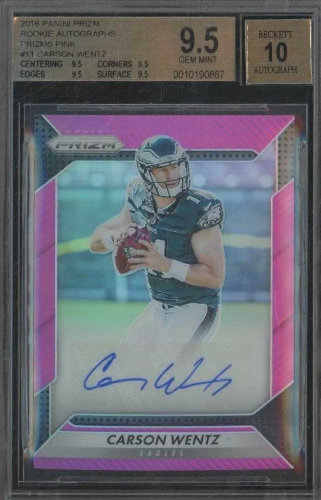 Carson Wentz サイン rookie ネオンブルー Carson Wentz Football Sports Trading Card Singles Rookie for sale