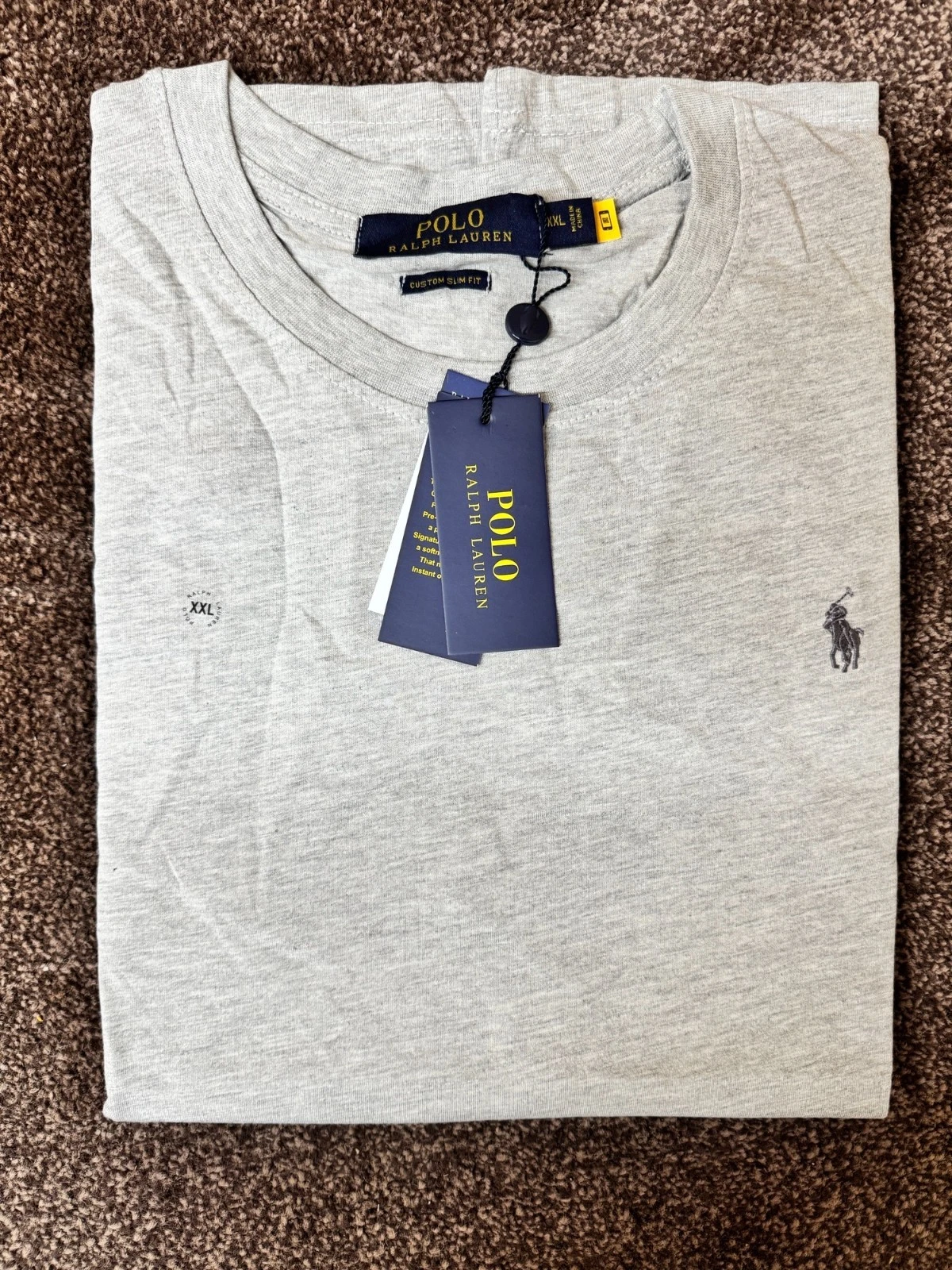 Polo Ralph Lauren Men Custom Slim Fit Crew Neck T-Shirt Pony size XXL color grey
