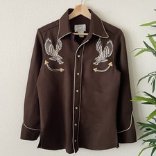 Vintage 70s H Bar C California Ranchwear Embroidered Western Pearl Snap Shirt