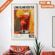 Long Island Iced Tea Cocktail Recipe Vintage Bar Cart Fine Art Print