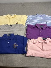 Lot of 6 Polo Ralph Lauren Short Sleeves Shirts Mens Size Medium Free Shipping