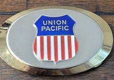 Union Pacific Railroad Belt Buckle Brass Color CLOISONNE Emblem