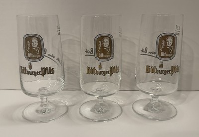 Bitburger Pils German Stemmed Beer Glasses 8 oz, 0.2 Liter Rastal 5.5 T Set of 3