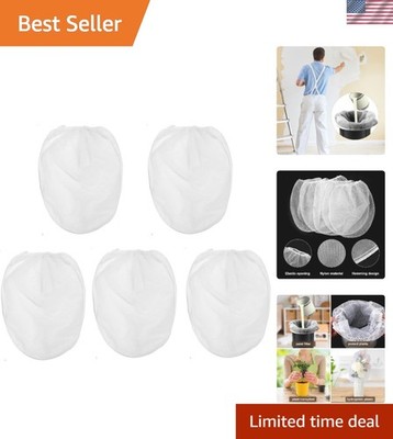 5 Gallon Paint Strainer Bags White Regular Fine Mesh Filters Bag Bucket Elast...