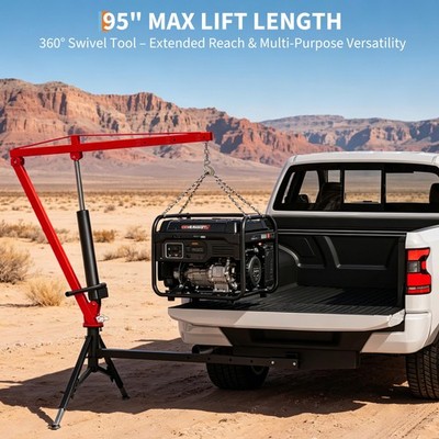 1000 lbs Hitch Crane Hydraulic Pickup Truck Mounted 360 Swivel Hoist Lift Crane