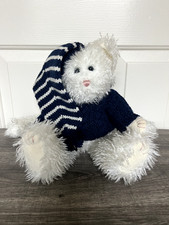 Boyds Bears Friends, "Taylor Purrski" - White Cat With Blue Sweater And Cap