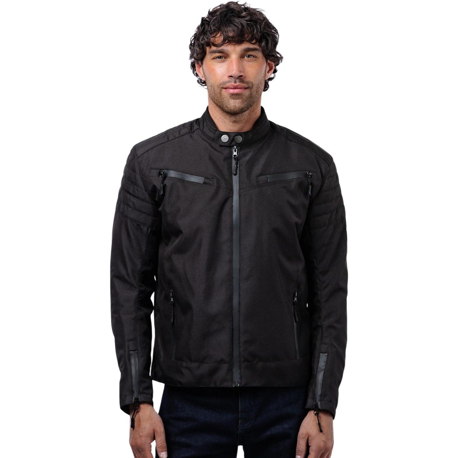 Giacca Moto Uomo Spada Cafe Flux Tessuto Retrò Stile Vintage Giacca Motociclista foto 2