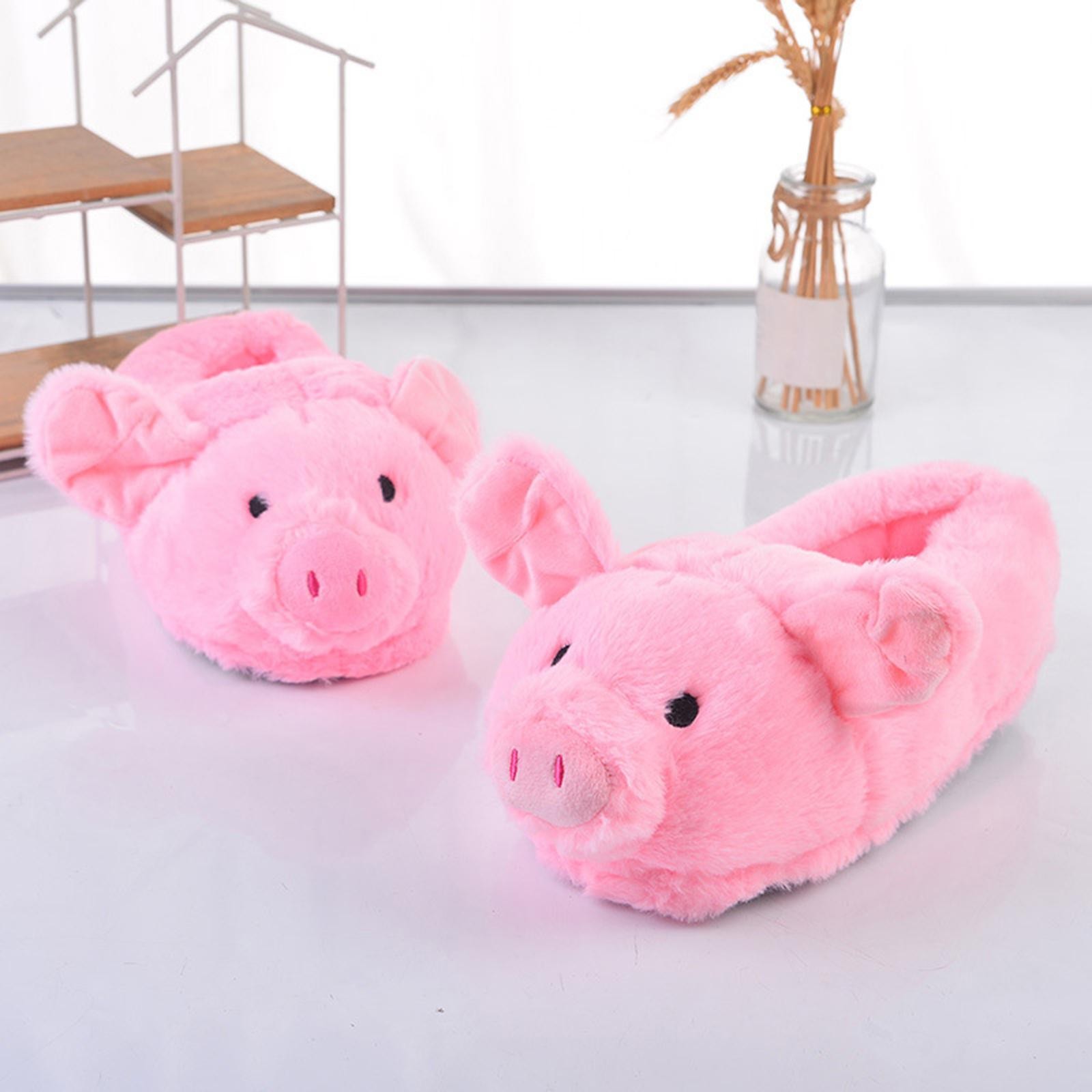 SAOLA Jolies femmes en peluche pantoufles cochon rose chaussures de sol intérieur