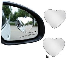 2 Pcs Blind Spot Mirrors with Drive Safe Stickers Cars Heart Shaped Blind Spot