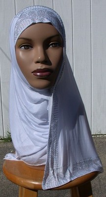 1 pc WHITE Mona Encrusted Rhinestone Hijab Headcover Muslim Wrap | eBay