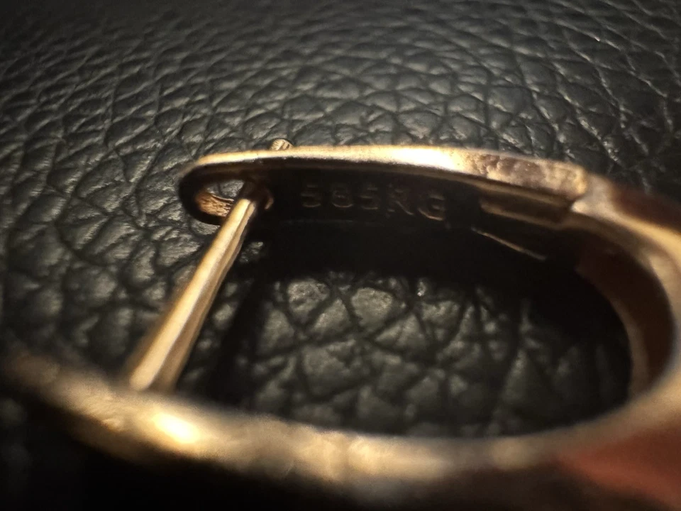 REAL 14K Rose Gold Round Color Hoop Earrings Stamped 585RG Rose Gold Filled - Image 3 of 4