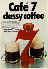 1979 Vintage Print Ad Seagram's 7 Crown Cafe 7 classy coffee sugar whipped cream