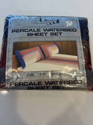 Vtg Waterbed Sheet Set King Size Multi Regency Classics  New Sealed 1991 Rare